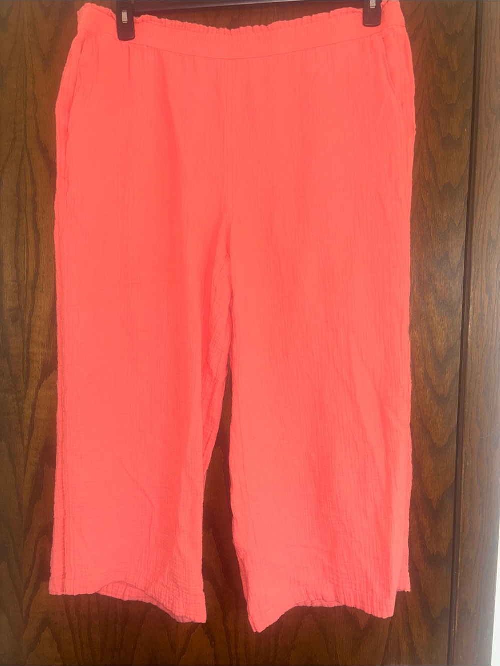 Lands End Pull On Wide Leg Cropped Gauze Pants size XL